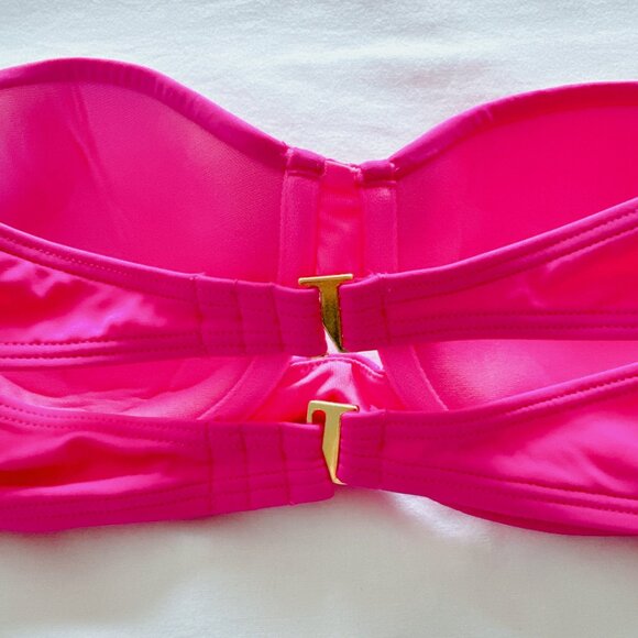 SunDazed NWT hot pink bikini top DD Strapless bandeau swimsuit women's - Picture 8 of 10